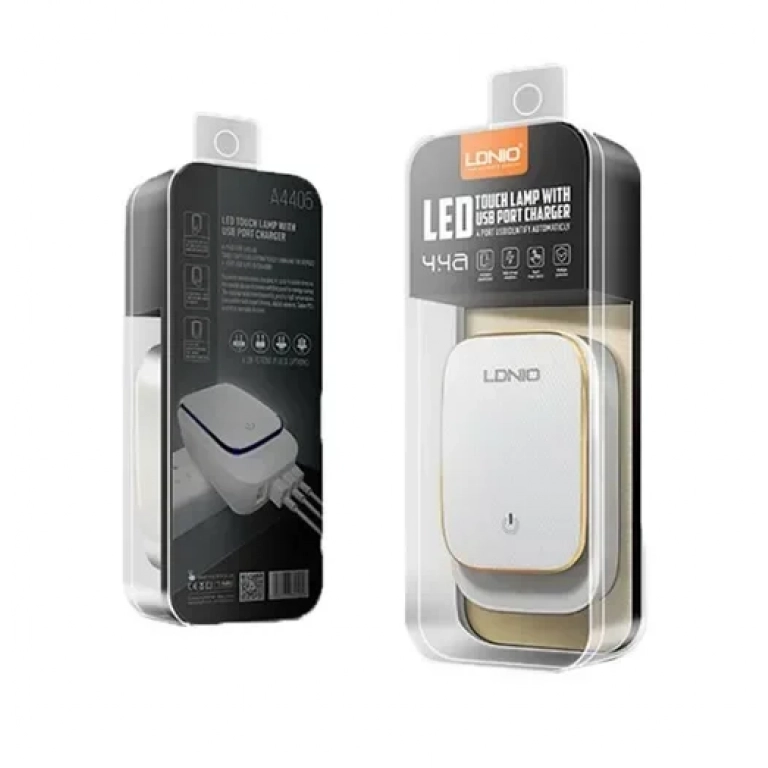 Φωτάκι νυκτός και φορτιστής 4x Usb λευκό LDNIO A4405
