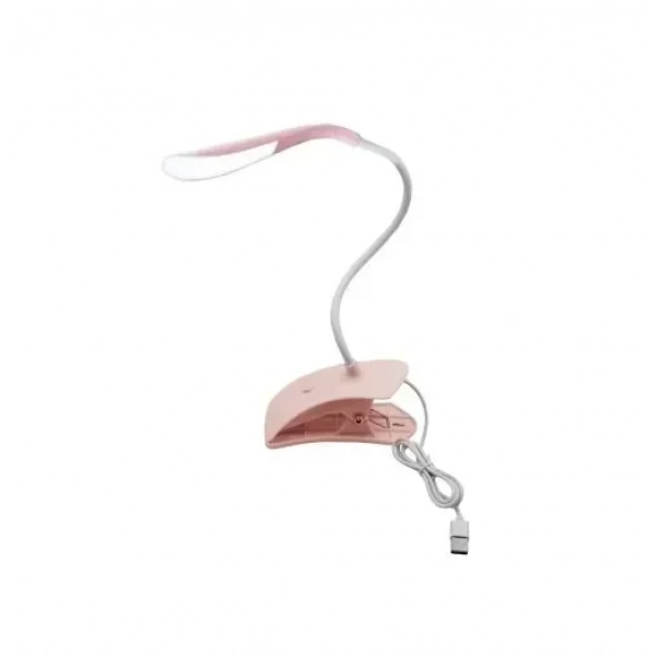 Φωτιστικό γραφείου LED USB με εύκαμπτο βραχίονα και κλιπ - ροζ