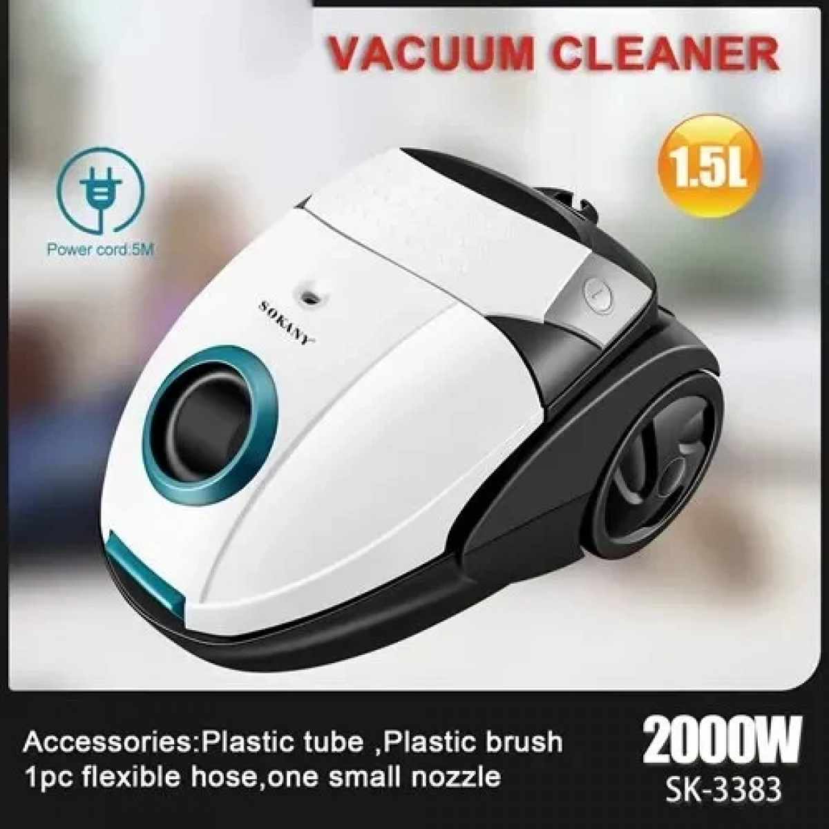 Ηλεκτρική σκούπα με κάδο 1.5L 2000W Sokany SK-3383 λευκό - Image 2