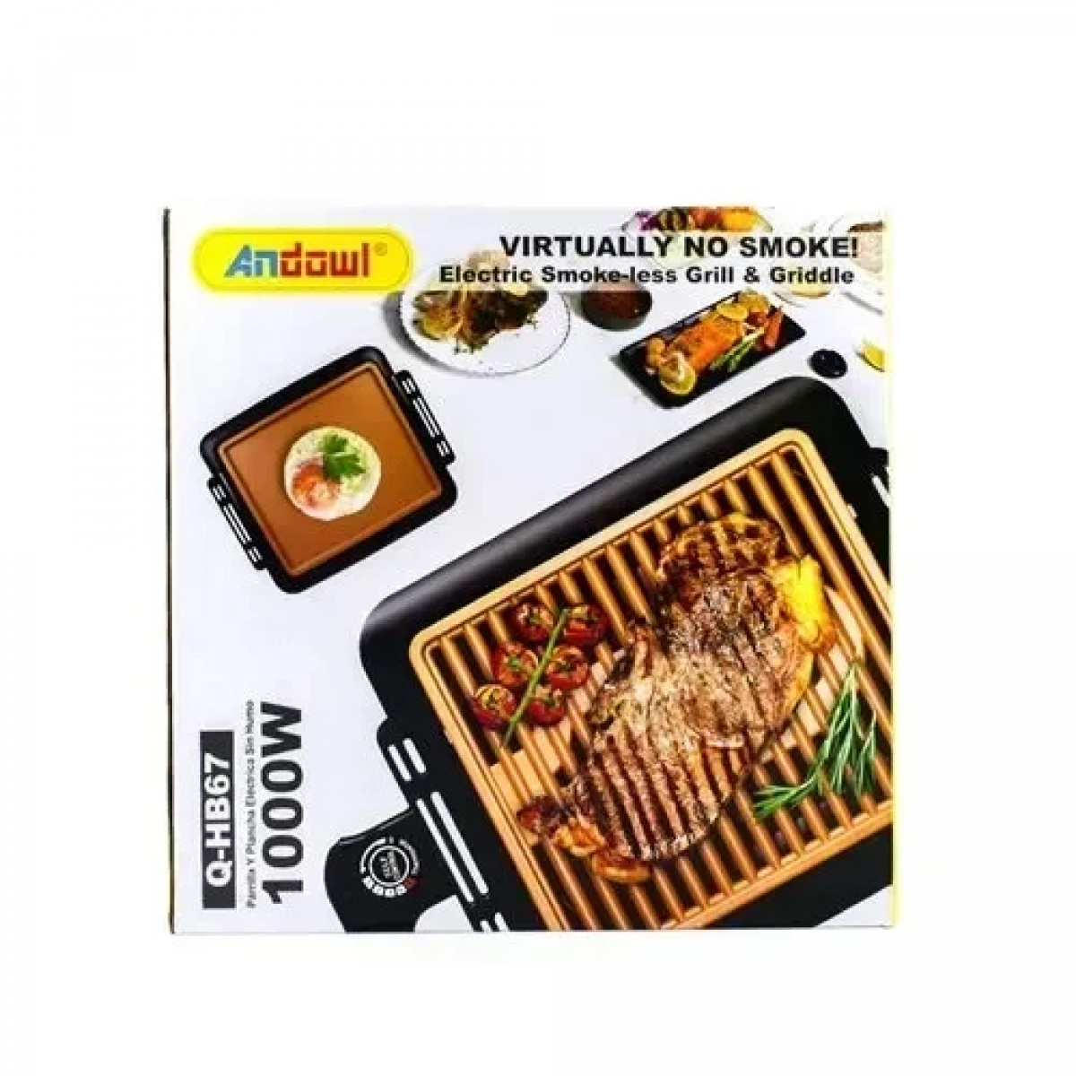 Ηλεκτρικό Grill 1000W Andowl Q-HB67 – μαύρο, καφέ - Image 5
