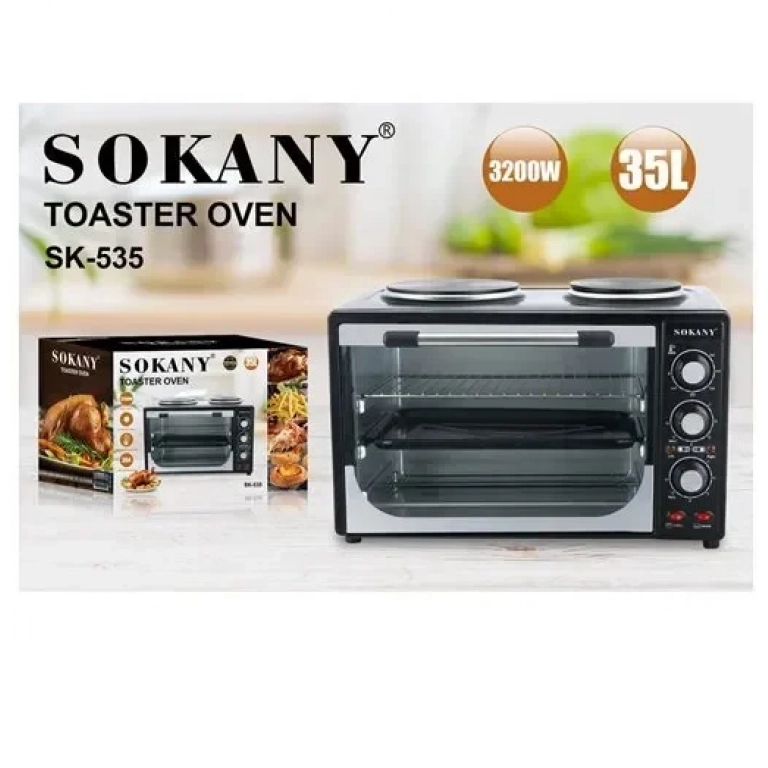 Ηλεκτρικός φούρνος με δύο εστίες 35lt 3200W Electric Oven Sokany SK-535 μαύρο