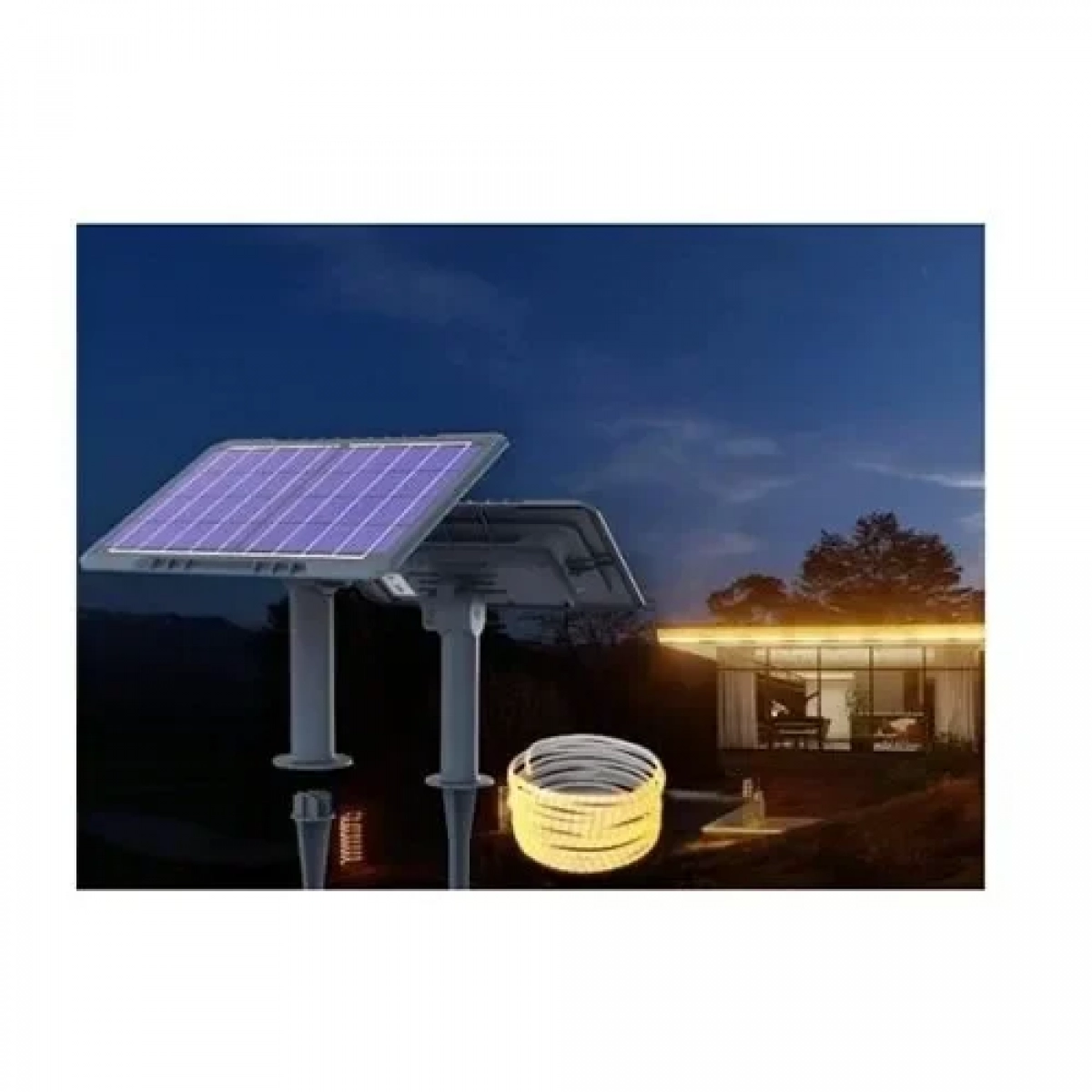 Ηλιακή ταινία LED 20m IP65 με βάση πάνελ για χώμα RGB φωτισμού 200W - OEM - Image 2