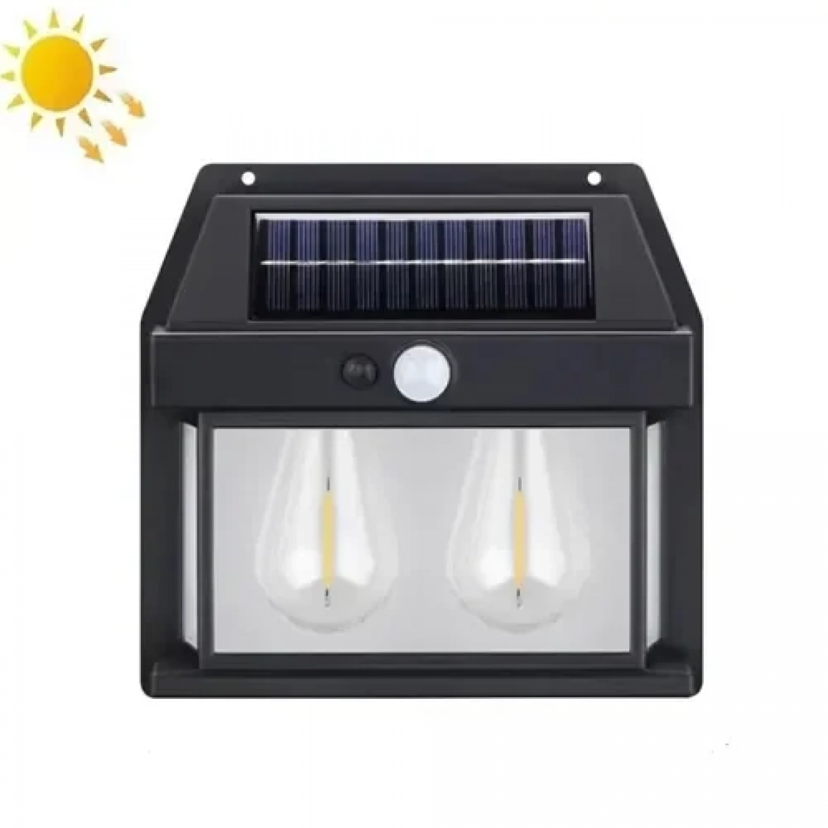 Ηλιακό φωτιστικό LED 3W με 2 λάμπες μαύρο BK-888-2 - Image 3