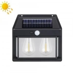 Ηλιακό φωτιστικό LED 3W με 2 λάμπες μαύρο BK-888-2 - Image 3