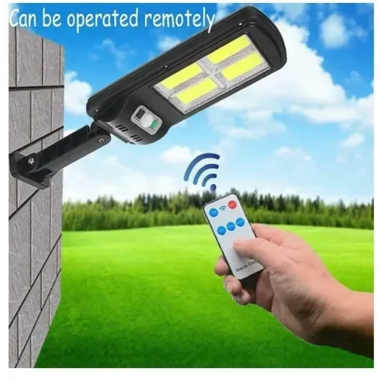 Ηλιακός προβολέας 128 led (cob) με πάνελ και τηλεχειριστήριο - μαύρο