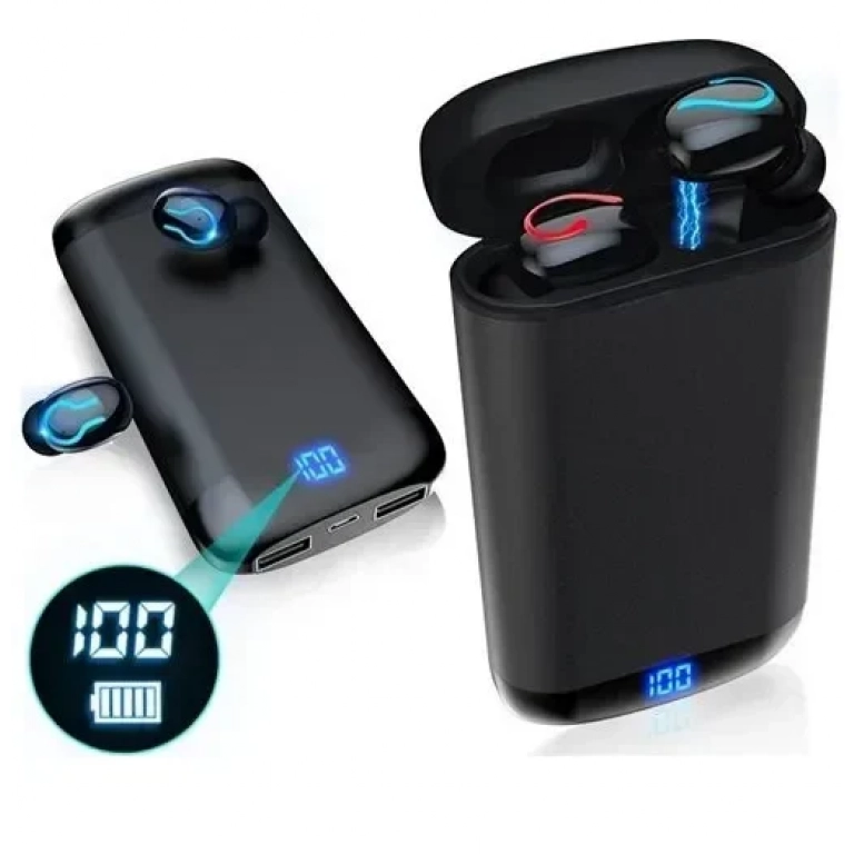 In-ear Bluetooth Handsfree ακουστικά με θήκη φόρτισης Andowl Q66 - μαύρα