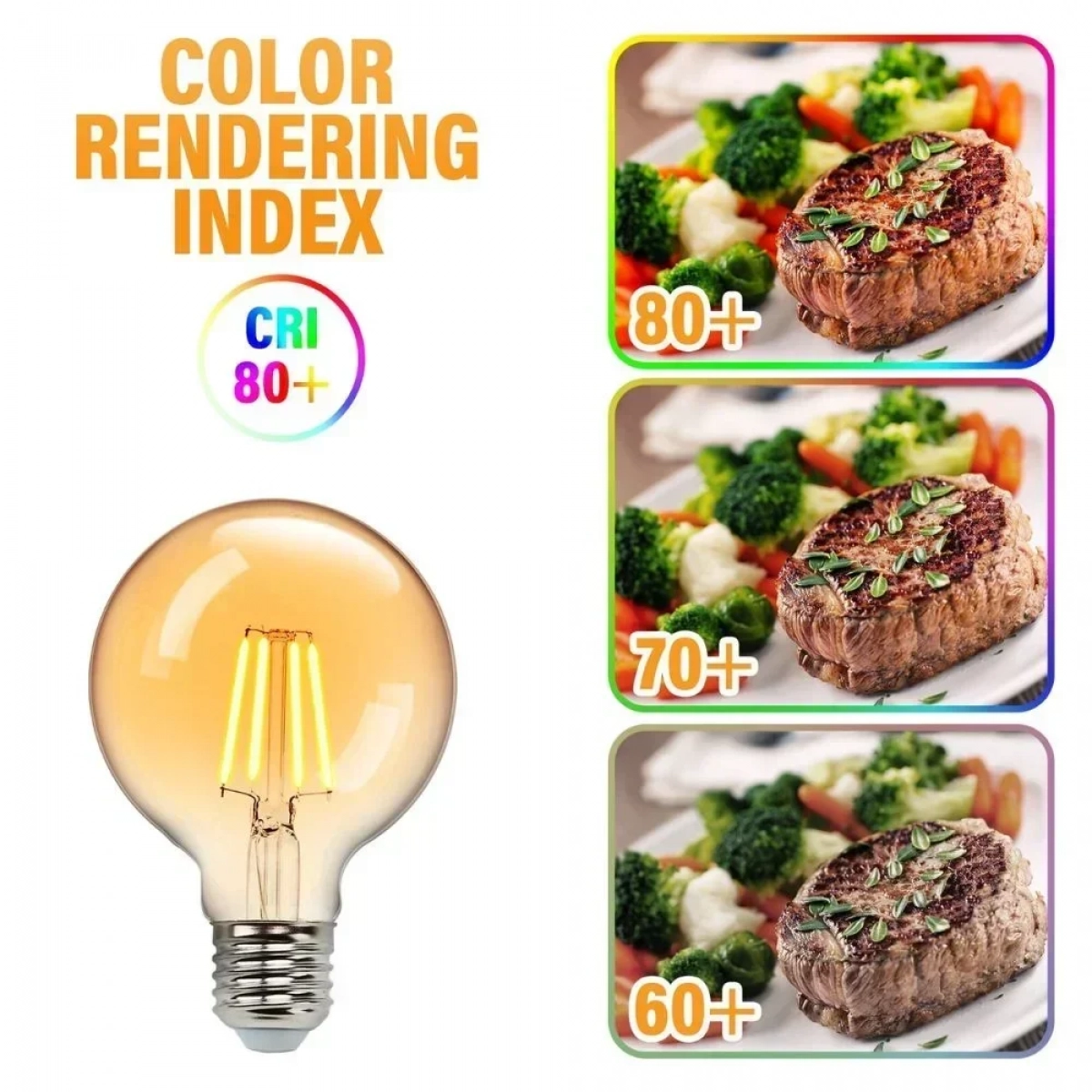 Λάμπα νήματος LED Amber G80 E27 6W 2200K Aigostar