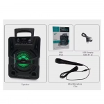 Μίνι Φορητό Ασύρματο Led Ηχείο 4'' Karaoke/BT/FM/TF/USB με Ενσύρματο Μικρόφωνο GTS-1637 - Photo10