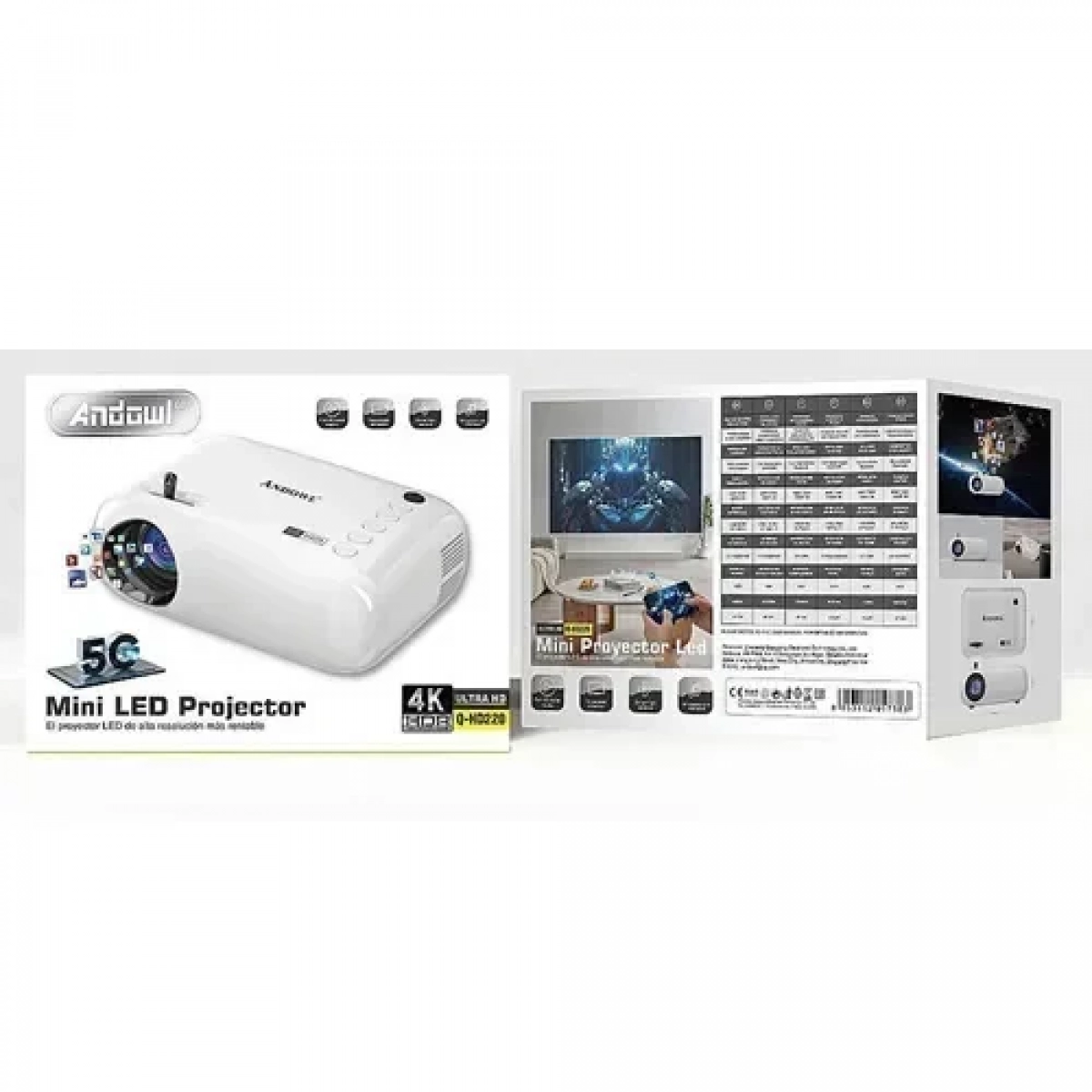Mini Projector λάμπας LED με ανάλυση Ultra HD Andowl Q-HD220 - Image 2