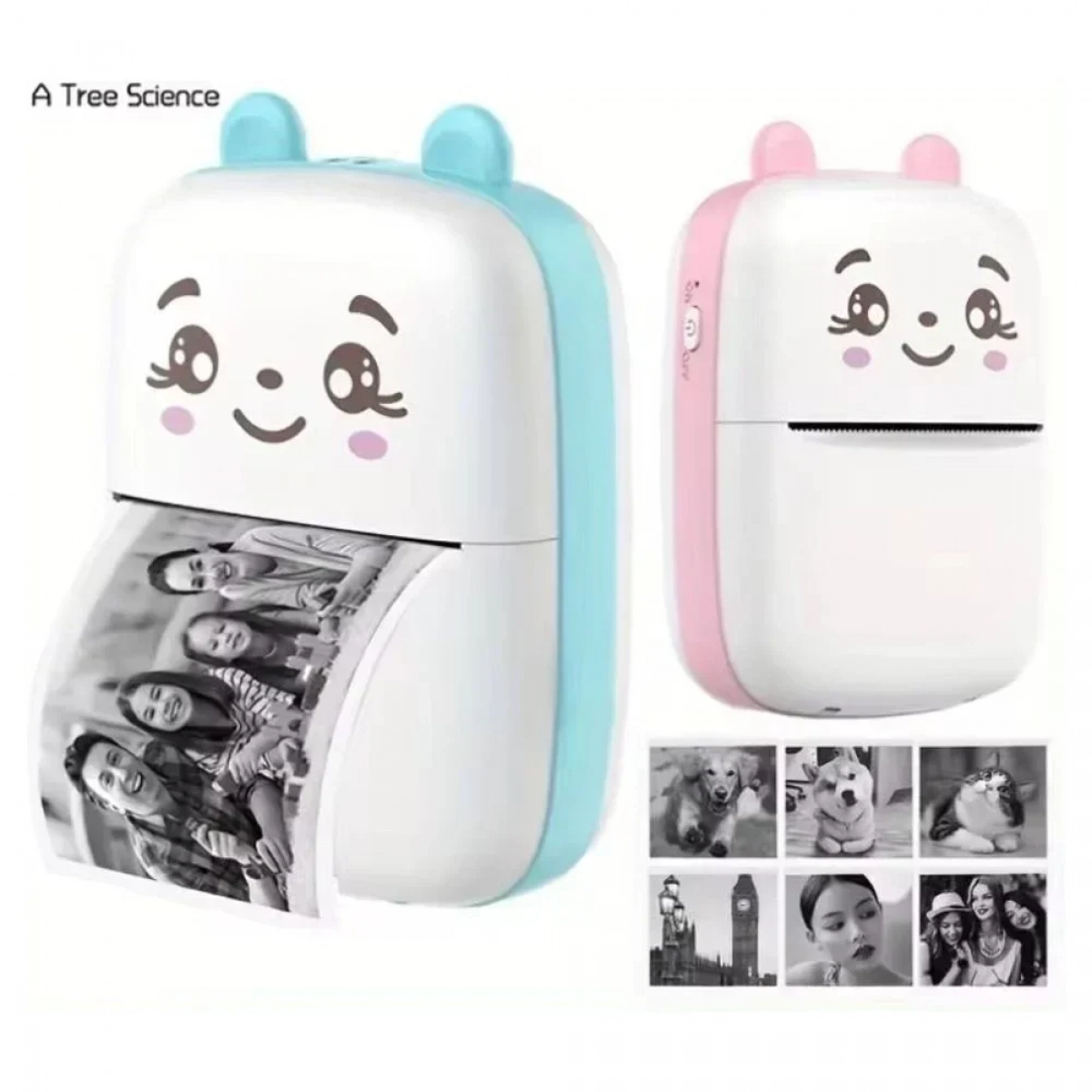 Μίνι θερμικός εκτυπωτής με Bluetooth Mini Printer λευκό - μπλε