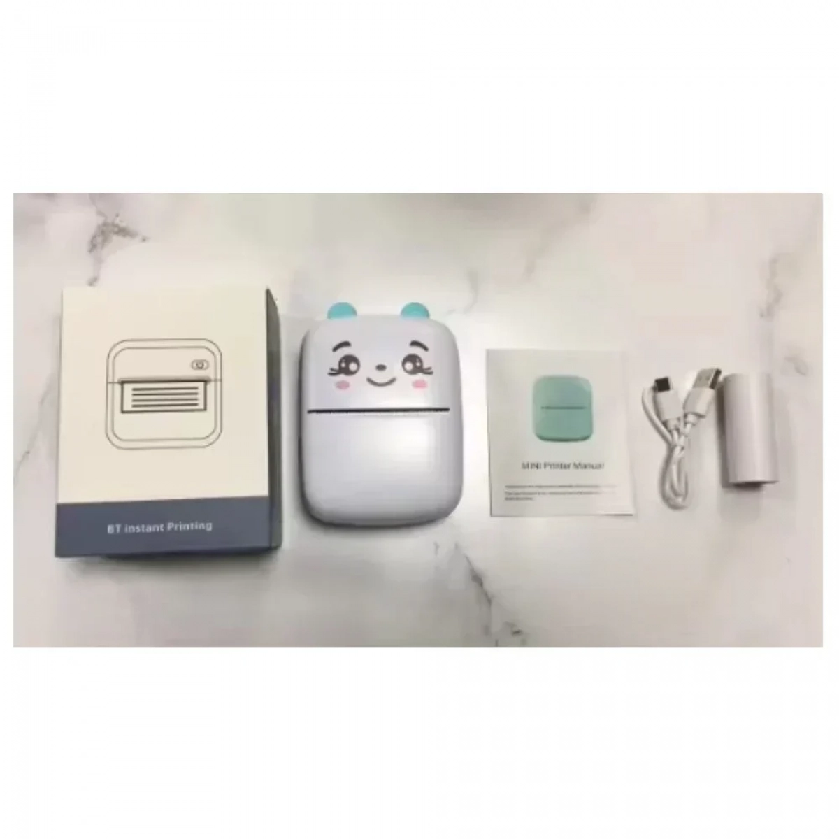 Μίνι θερμικός εκτυπωτής με Bluetooth Mini Printer λευκό - μπλε