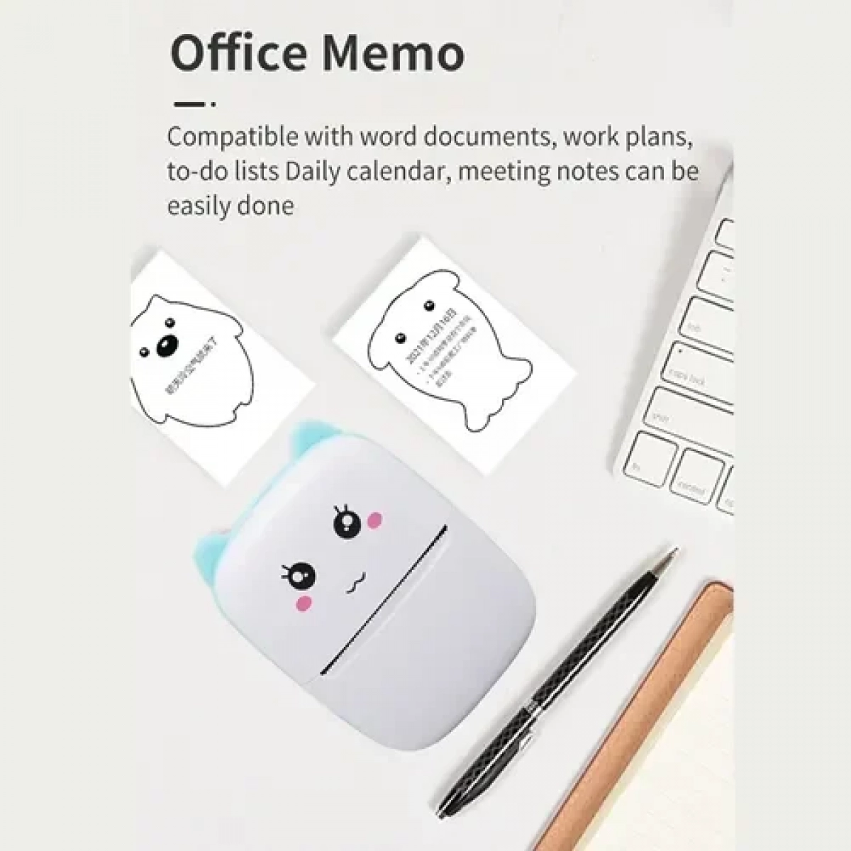 Θερμικός εκτυπωτής με Bluetooth Mini Printer λευκό - μπλε - Image 6