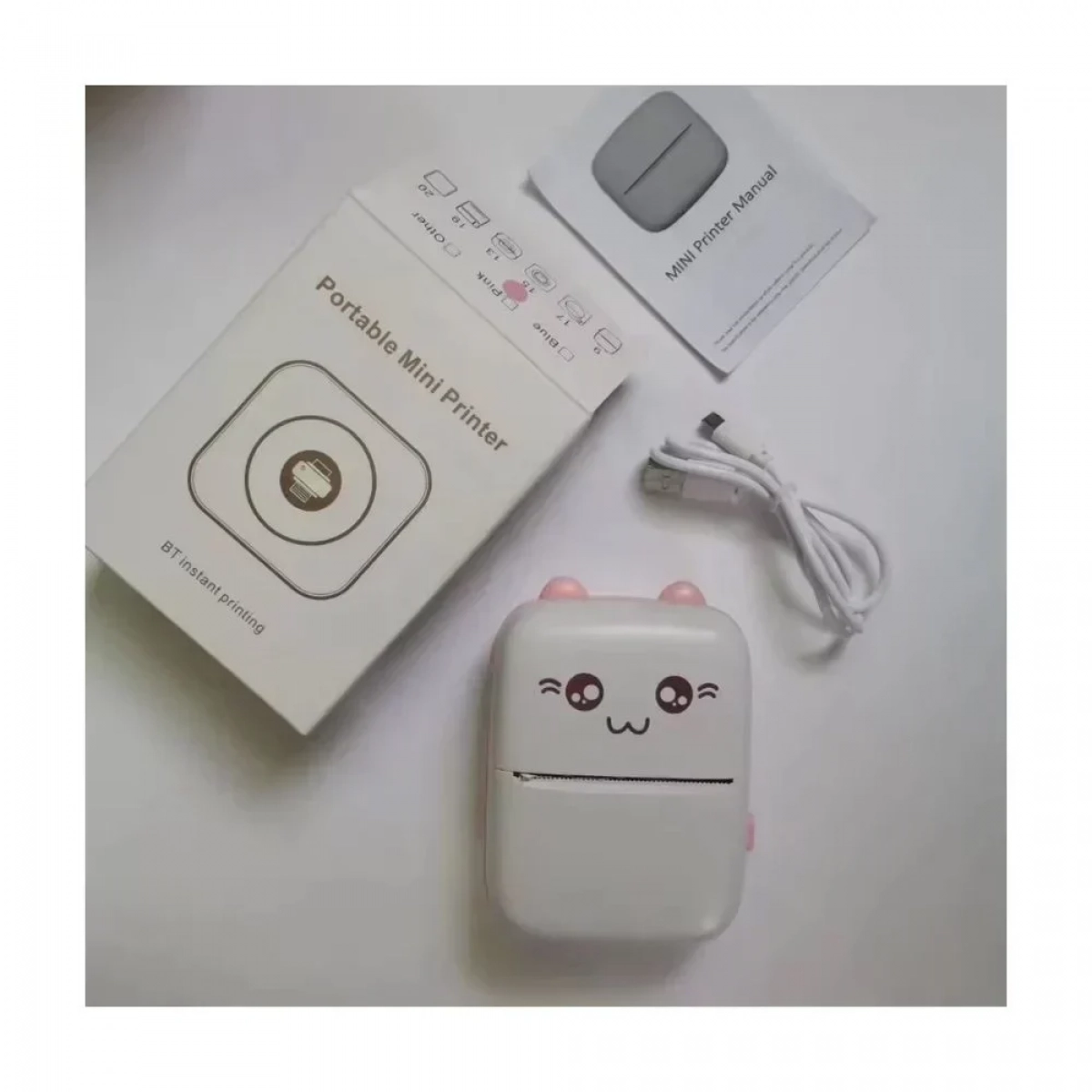 Μίνι θερμικός εκτυπωτής με Bluetooth Mini Printer λευκό - ροζ