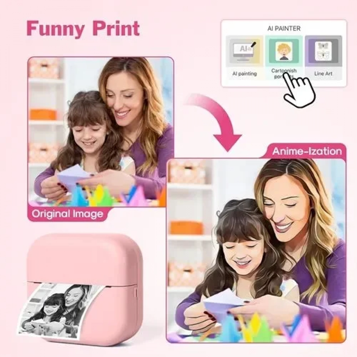 Μίνι θερμικός εκτυπωτής με Bluetooth Mini Printer - ροζ - Image 5