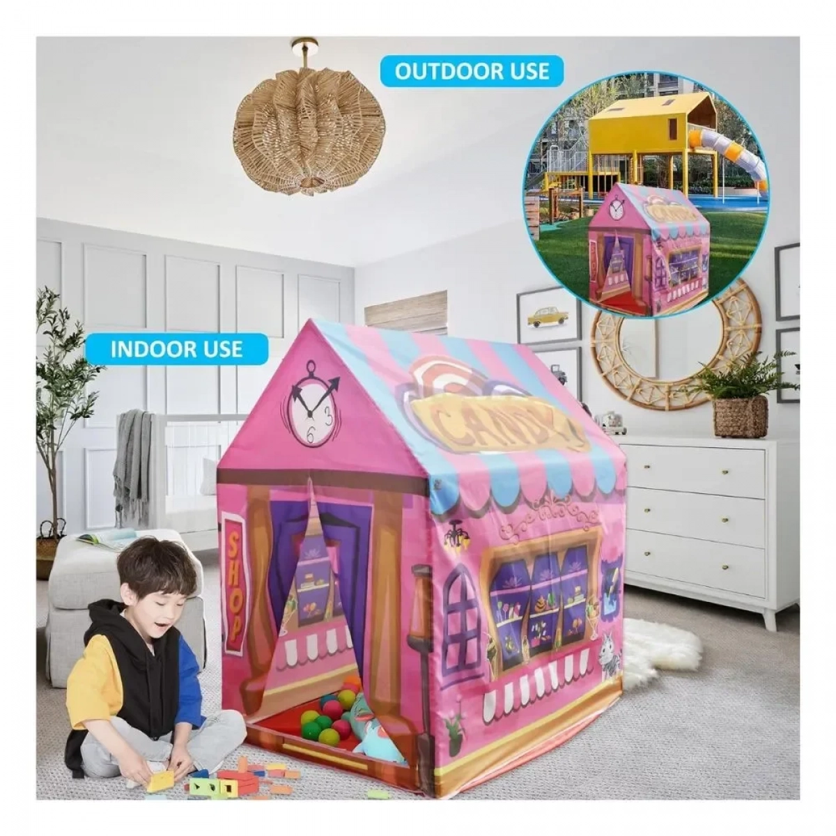 Παιδική Σκηνή Candy Shop με Κουρτίνα 103×93×70 εκ. - Ροζ - Photo5