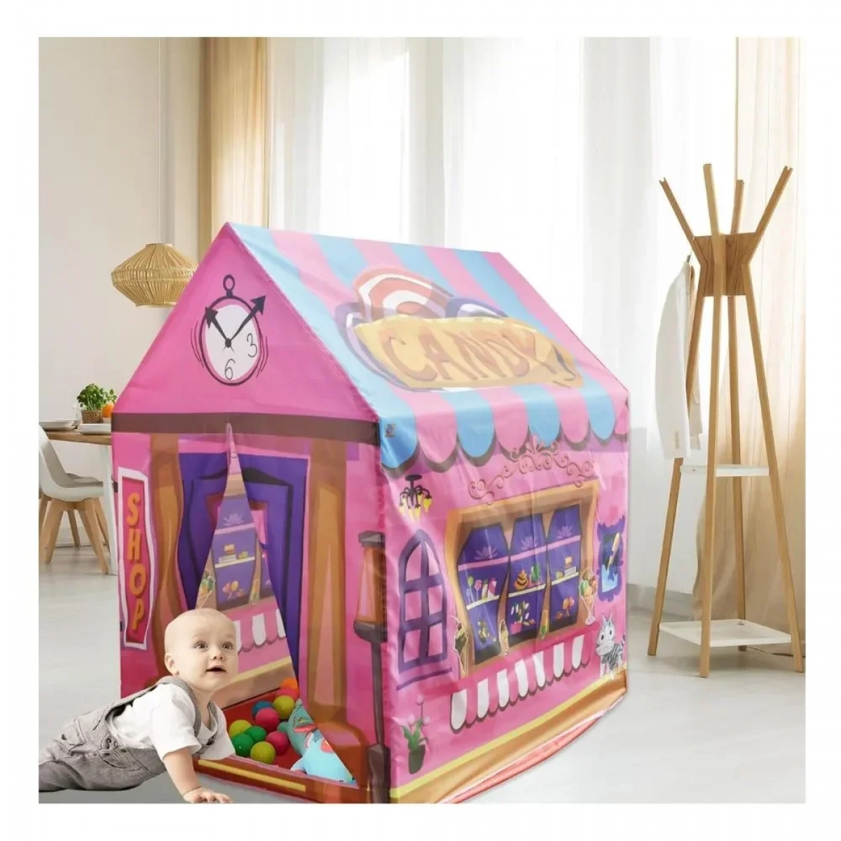 Παιδική Σκηνή Candy Shop με Κουρτίνα 103×93×70 εκ. - Ροζ - Photo7