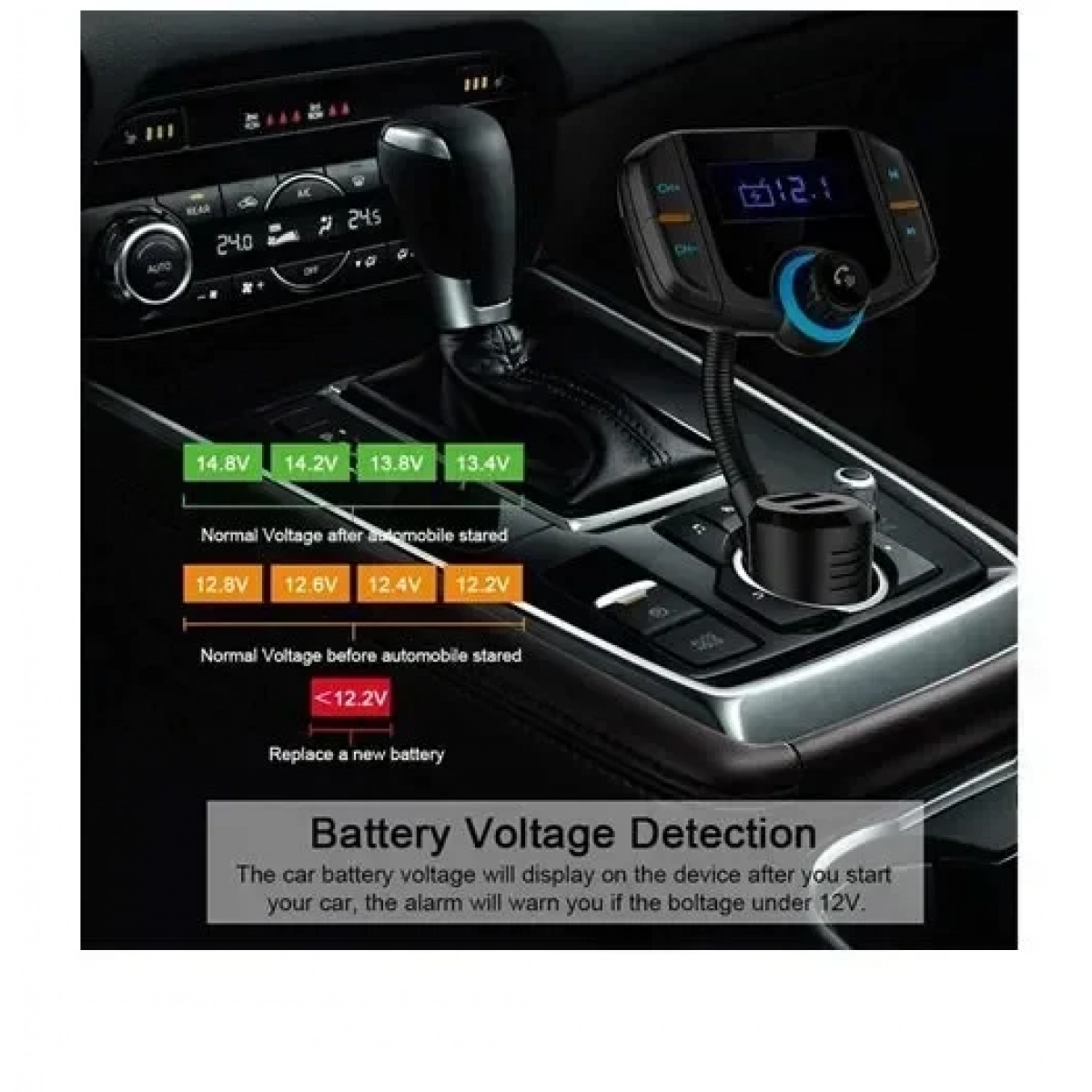 Πομπός αυτοκινήτου FM Transmitter Bluetooth με υποστήριξη φόρτισης QC3.0 & 5V/2.4A BT70 - Image 6