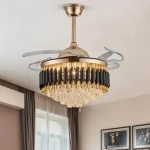 Πολυέλαιος με ανεμιστήρα οροφής και τηλεχειριστήριο 42'' κρυστάλλινο - χρυσό/μαύρο - Image 2