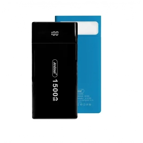 Power Bank γρήγορης φόρτισης 15000mAh Andowl Q-CD555 μαύρο - μπλε