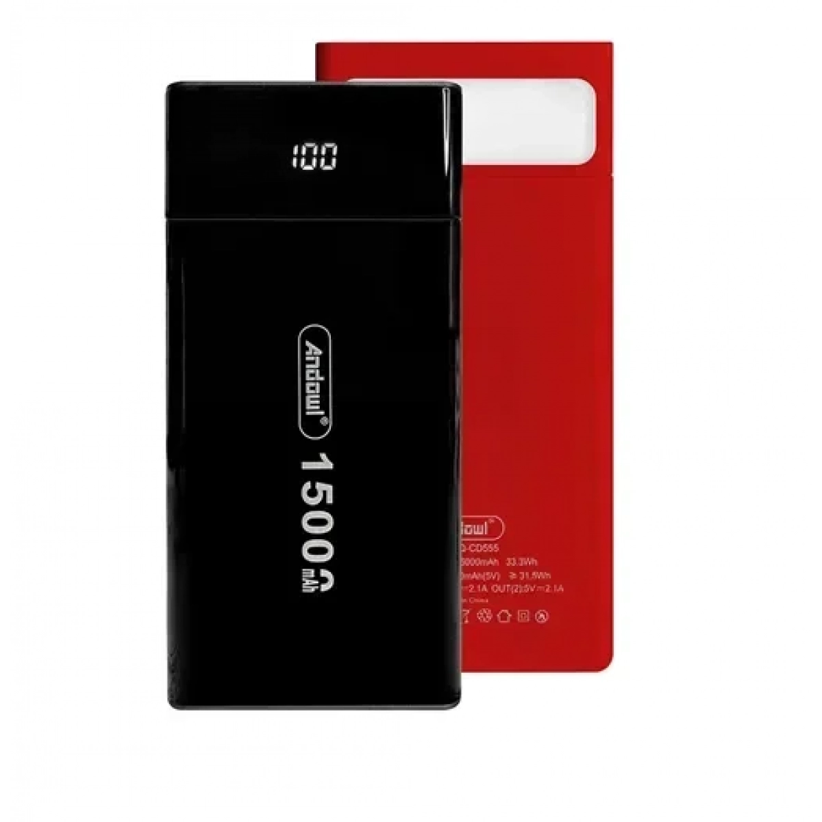 Power Bank γρήγορης φόρτισης 15000mAh Andowl Q-CD555 μαύρο - κόκκινο - Image 2