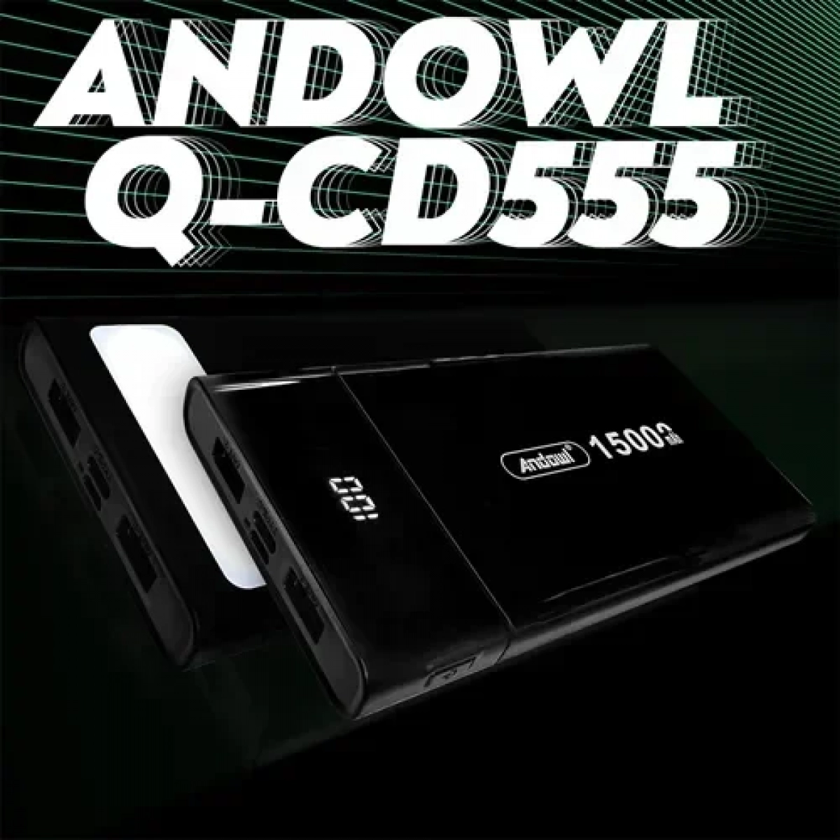 Power Bank γρήγορης φόρτισης 15000mAh Andowl Q-CD555 μαύρο - ροζ - Image 2
