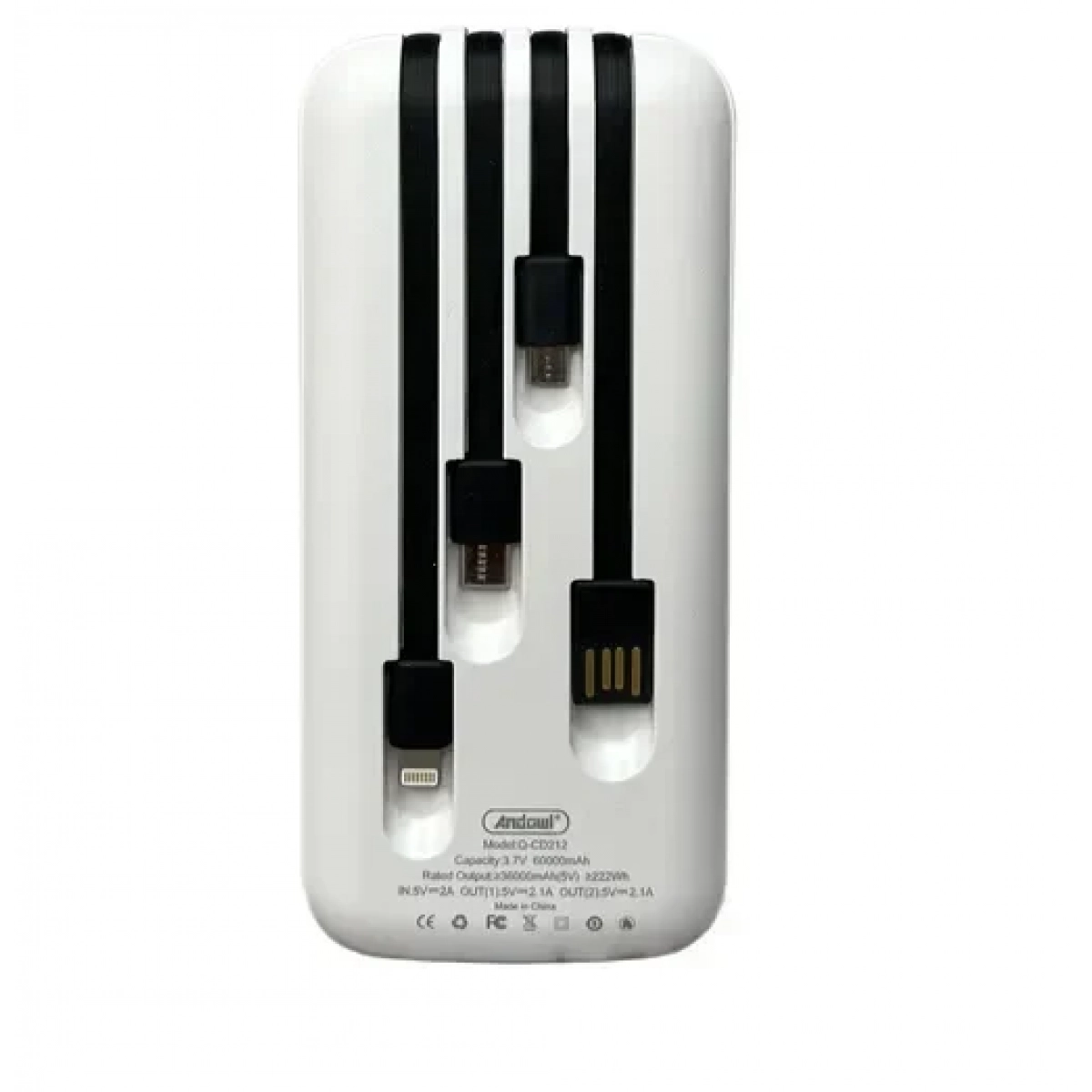 Power Bank γρήγορης φόρτισης 60000mAh Andowl Q-CD212 - λευκό - Image 3