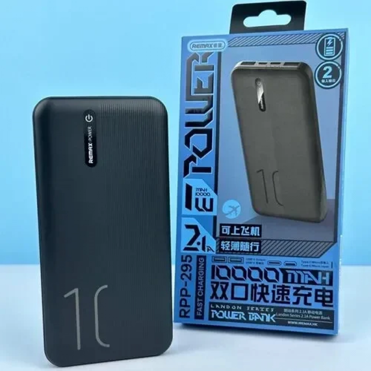 Power Bank γρήγορης φόρτισης Landon 2.1A 10000mAh είσοδος Micro/Type-C Remax RPP-295 μαύρο - Image 3