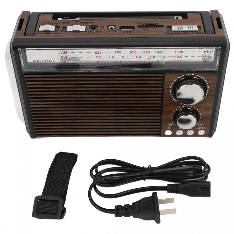 Ραδιόφωνο CMIK MK-131BT AM/FM/SW με Ενσωματωμένο Φακό κι Επαναφορτιζόμενη Μπαταρία 1200mAh - Καφέ - Photo1