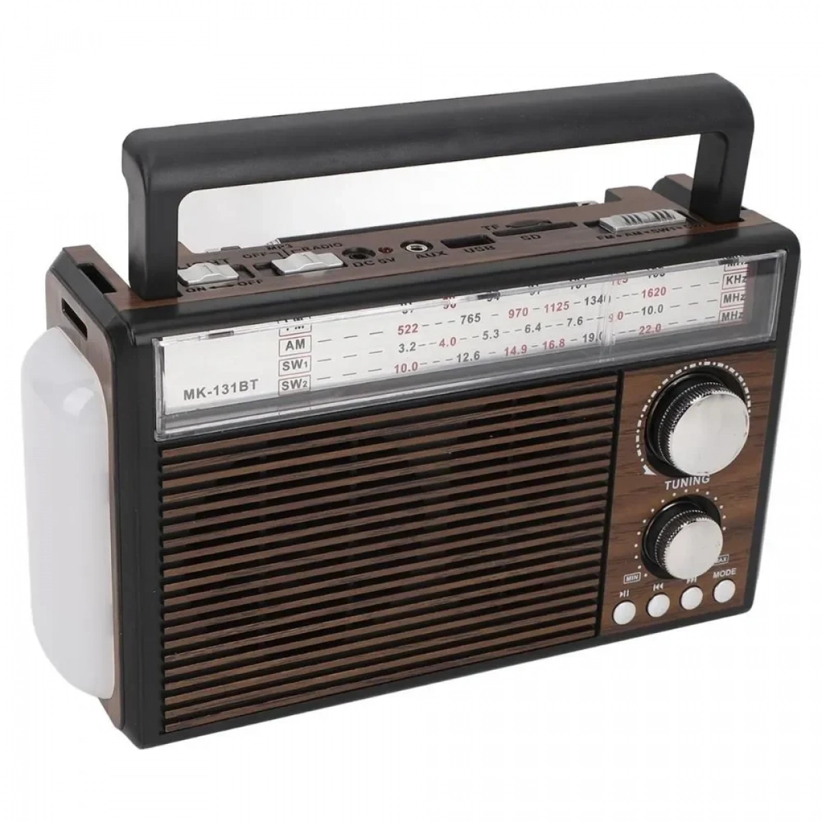 Ραδιόφωνο CMIK MK-131BT AM/FM/SW με Ενσωματωμένο Φακό κι Επαναφορτιζόμενη Μπαταρία 1200mAh - Καφέ - Photo2