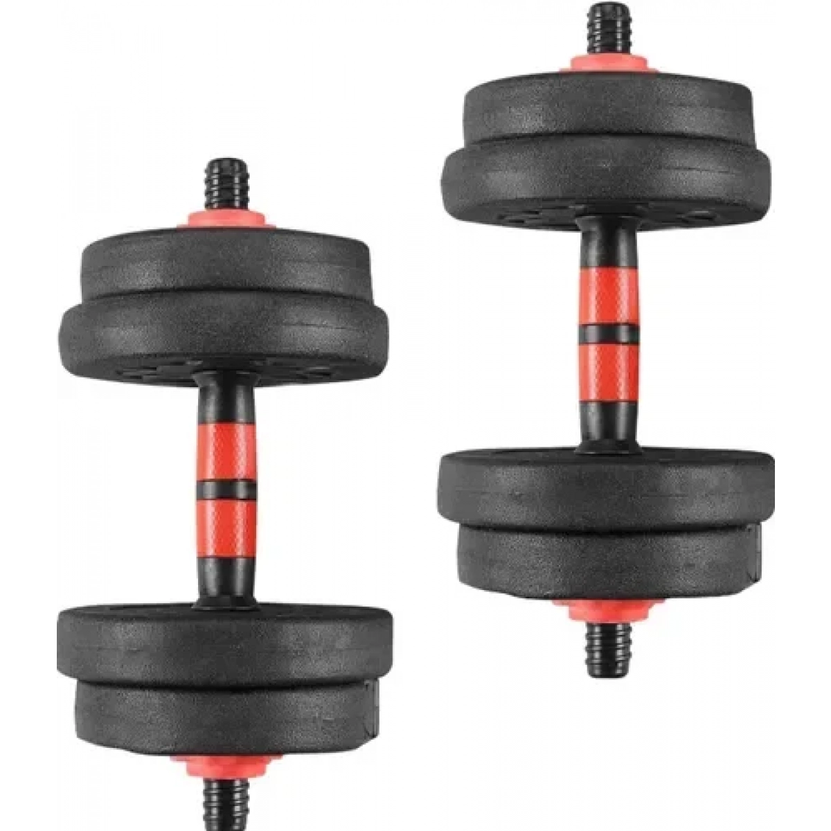 Σετ 2 σε 1 γυμναστικής με μπάρα και αλτήρες 40kg με αντιολισθητικές λαβές - κόκκινο/μαύρο - Image 8