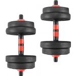 Σετ 2 σε 1 γυμναστικής με μπάρα και αλτήρες 40kg με αντιολισθητικές λαβές - κόκκινο/μαύρο - Image 8