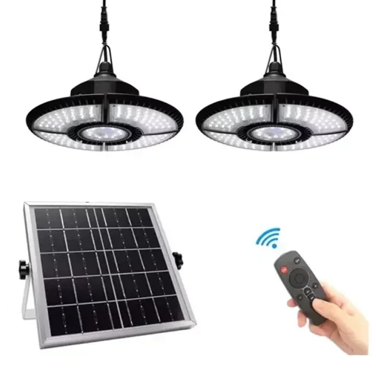 Σετ 2 τεμάχια ηλιακό φωτιστικό 272LED λευκού φωτισμού 6500K με τηλεχειρισμό IP65 OEM – μαύρο
