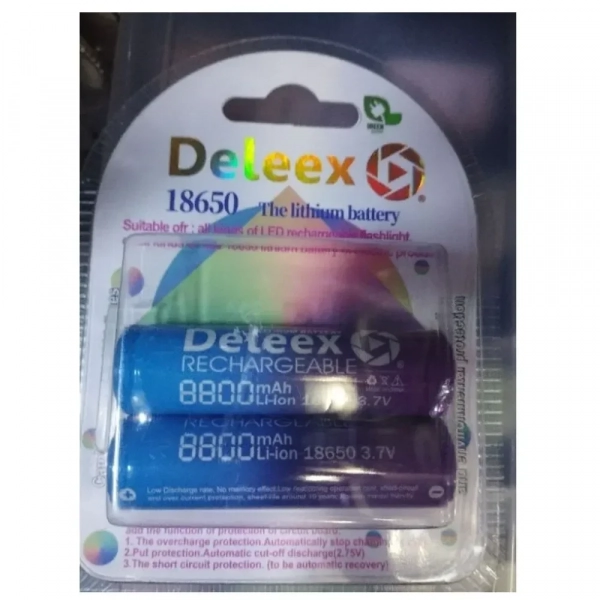 Σετ 2 τμχ Επαναφορτιζόμενη Μπαταρία Deleex 8800mAh Li-ion 18650 3.7V - Photo1
