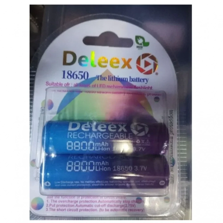 Σετ 2 τμχ Επαναφορτιζόμενη Μπαταρία Deleex 8800mAh Li-ion 18650 3.7V - Photo1