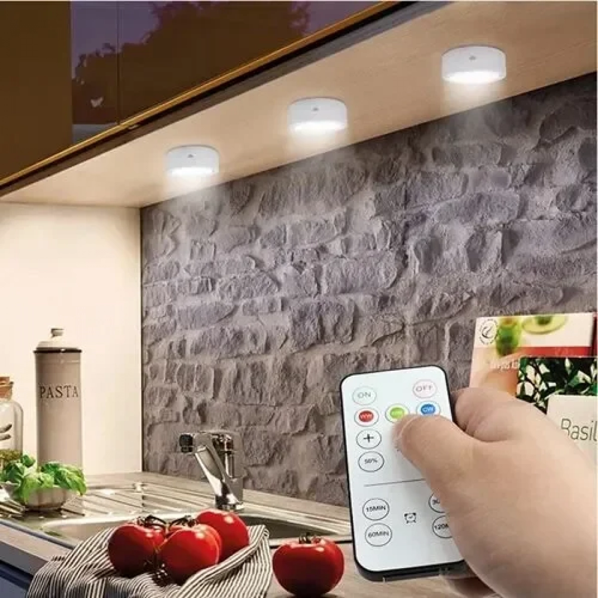 Σετ 3 τεμάχια φωτιστικά LED ψυχρού/θερμού/φυσικού λευκού φωτισμού & τηλεχειριστήριο OEM – λευκό - Image 2