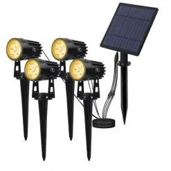 Σετ ηλιακά σποτ LED θερμού λευκού φωτισμού για στήριγμα σε χώμα OEM 3000K TS-S4205 – μαύρο