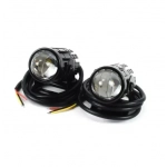 Σετ mini προβολάκια αλουμινίου μοτοσυκλέτας 12V λευκού & κίτρινου φωτισμού 2 τεμάχια OEM 30049 – μαύρο