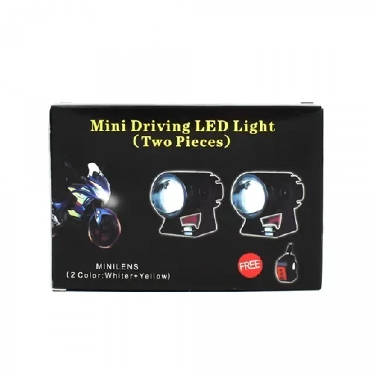 Σετ mini προβολάκια αλουμινίου μοτοσυκλέτας 12V λευκού & κίτρινου φωτισμού 2 τεμάχια OEM 30049 – μαύρο - Image 4