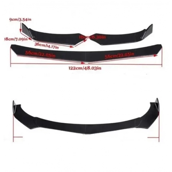 Spoiler αυτοκινήτου μπροστινό Universal Lip Bumper Spoiler - μαύρο