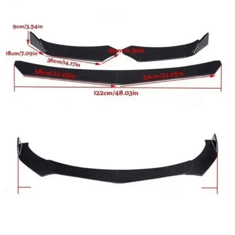 Spoiler αυτοκινήτου μπροστινό Universal Lip Bumper Spoiler - μαύρο