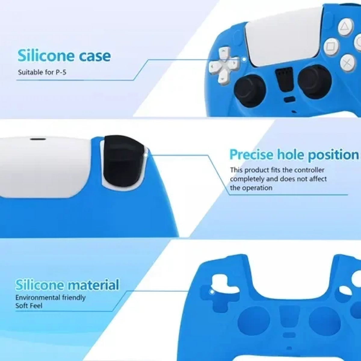 Θήκη σιλικόνης για χειριστήριο PS-5 Silicone Case DOBE γαλάζιο - Image 2