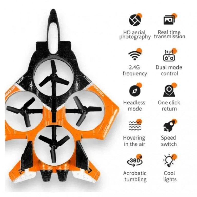 Τηλεκατευθυνόμενο Αεροπλάνο Fighter V22 Aircraft Drone Series - Πορτοκαλί - Photo1