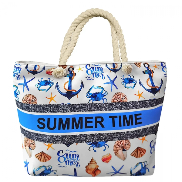 Τσάντα Παραλίας Κοχύλια-Καβούρια 50x34x15cm SummerTiempo 622759