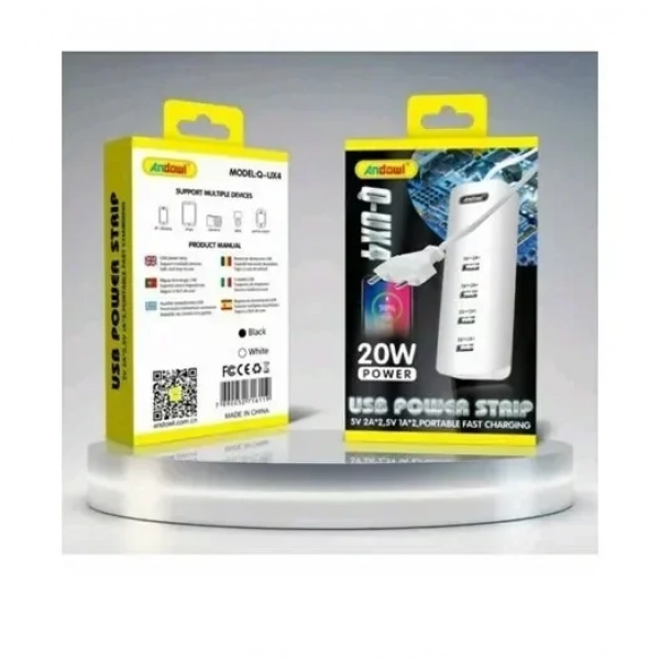 Βάση φόρτισης με 4 θύρες USB-A 20W Andowl Q-UX4 λευκό