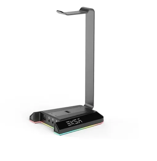 Βάση Για Ακουστικά Pc Gamer Rgb Headset Stand Με 3,5 Mm Aux Και 2 Θύρες Usb Eksa - Μαύρη