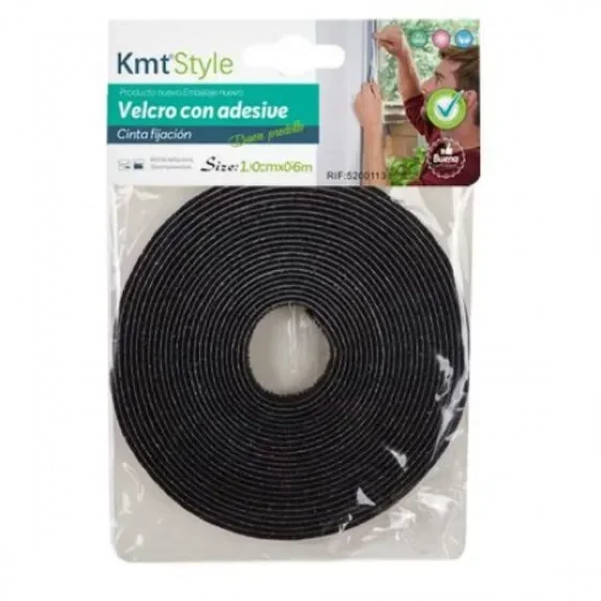 Αυτοκόλλητη Ταινία Velcro (χριτς-χρατς) Μαύρη 6mm*6m KMT Tools 8435545711982