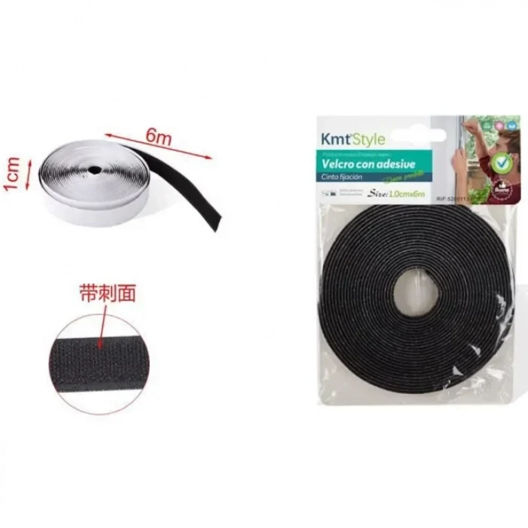 Αυτοκόλλητη Ταινία Velcro (χριτς-χρατς) Μαύρη 1cm*6m KMT Tools 8435545701136