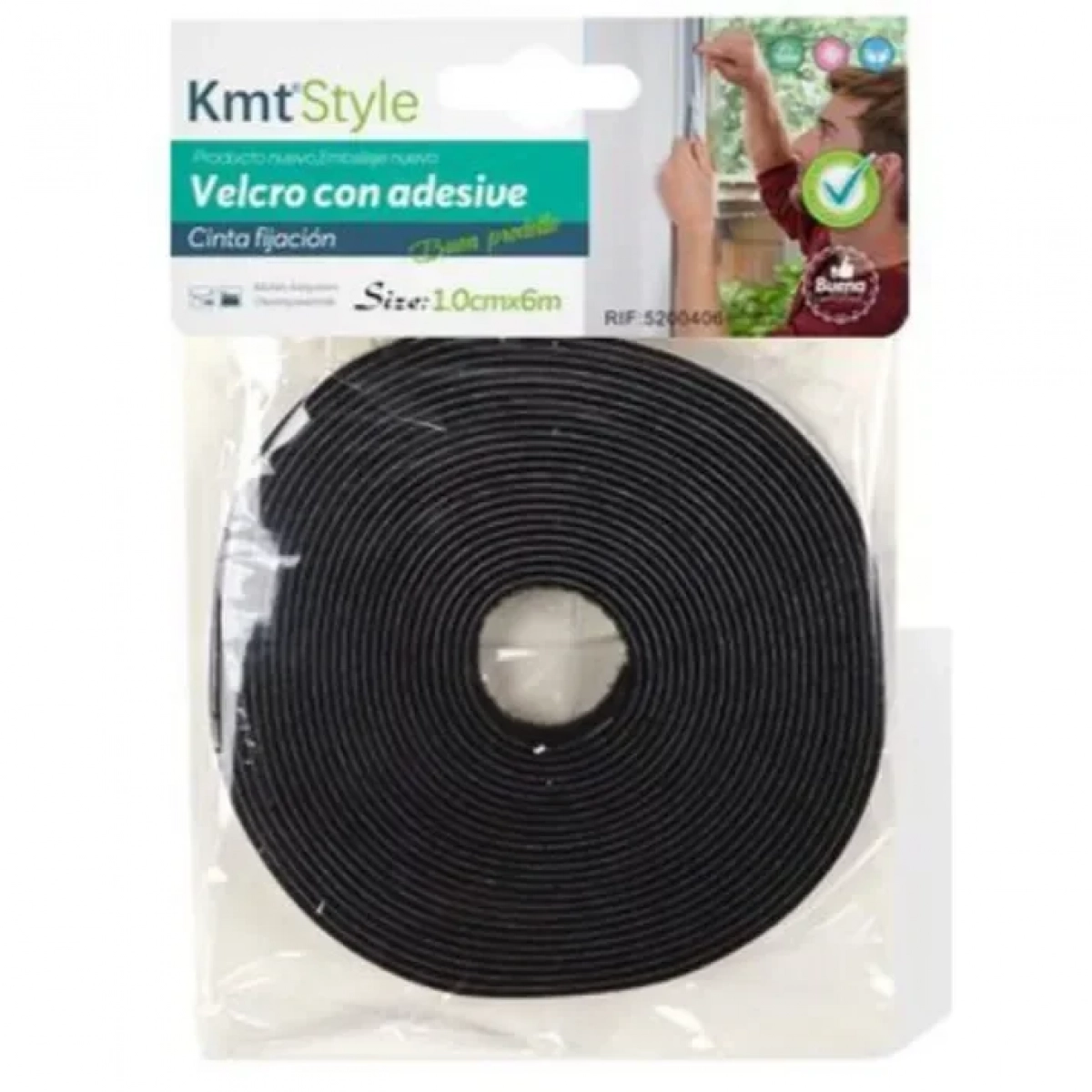 Αυτοκόλλητη Ταινία Velcro (χριτς-χρατς) Μαύρη 1cm*6m KMT Tools 8435545704069