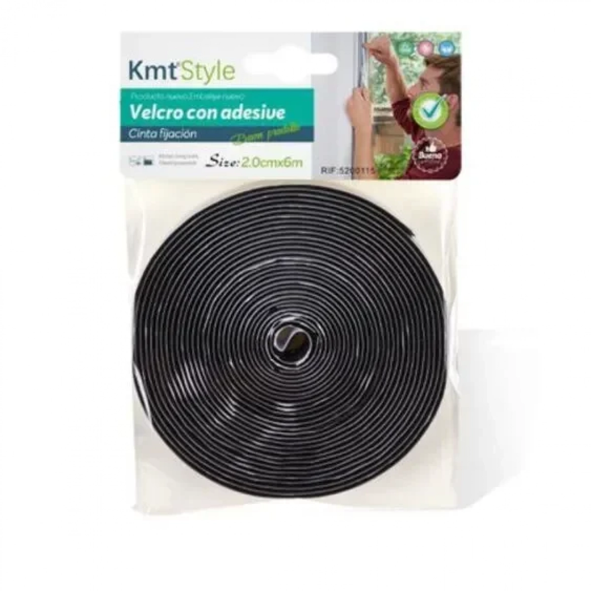 Αυτοκόλλητη Ταινία Velcro (χριτς-χρατς) Μαύρη 2cm*6m KMT Tools 8435545701150