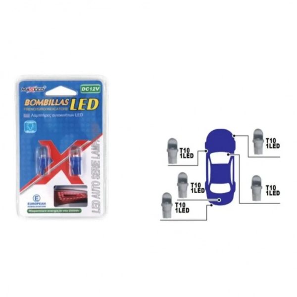 Λαμπτήρες Αυτοκινήτου Led Σετ 2 Τεμαχίων 12V T10-1LED 11270